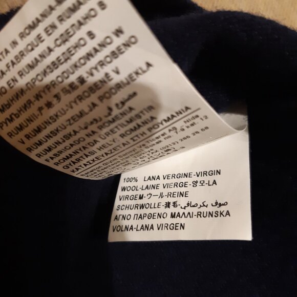 NWOT United Colors of Benetton Crew Neck Merino Wool Sweater Dark Blue M Unisex - Picture 8 of 13